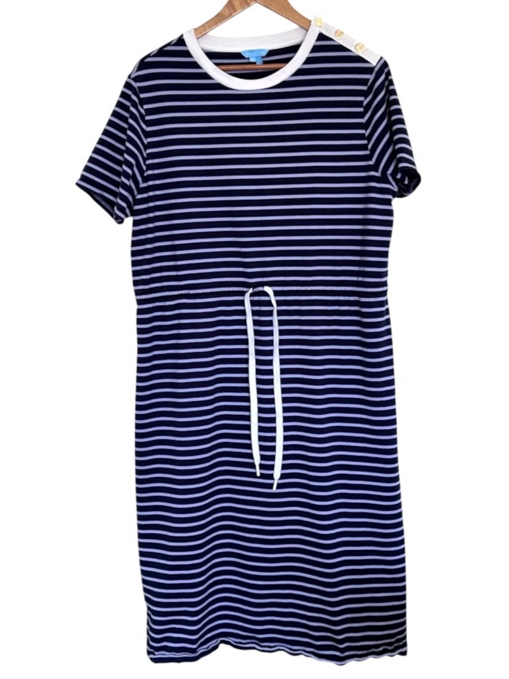 Draper James Plus Dress Women’s 1X Striped Cotton Drawstring Waist Midi